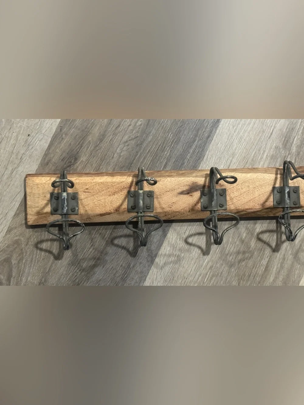 Rustic Wood Wall Hook Rack in Brown and Black - 14”x2 1/2”x4 1/2”